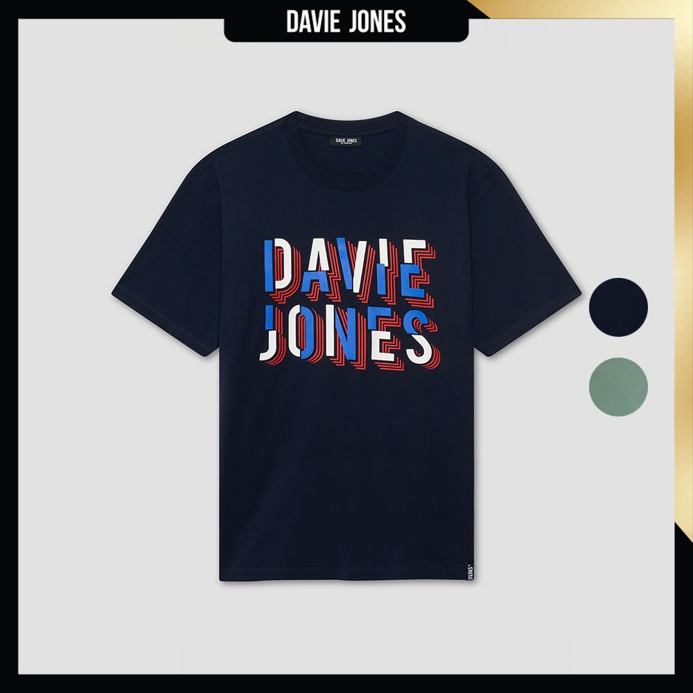 DAVIE JONES เสื้อยืด Logo Regular Fit T-Shirt LG0132 สีกรม เขียวอ่อน