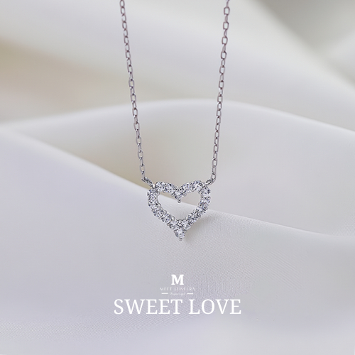 MEET💕พร้อมส่ง สร้อยเงิน Sweet love สร้อยเพชร สร้อยแฟชั่น สร้อยคอเงินแท้ สร้อยคอเ