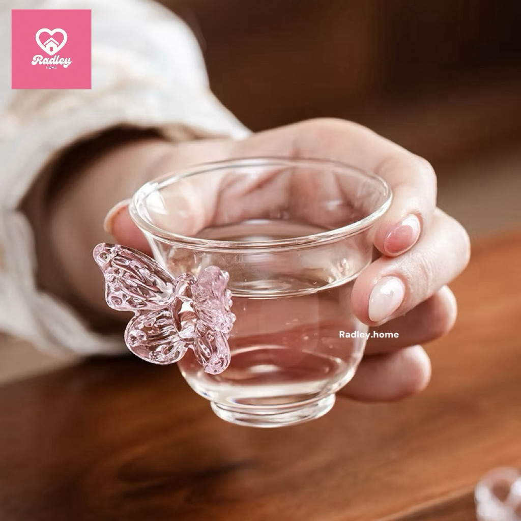 พร้อมส่งจากไทย💖ถ้วยชา แก้วชาผีเสื้อ แก้วน้ำใบเล็ก ติดแกลมสุดๆ แก้วทนความร้อนสูง🦋 - รูปที่ 6