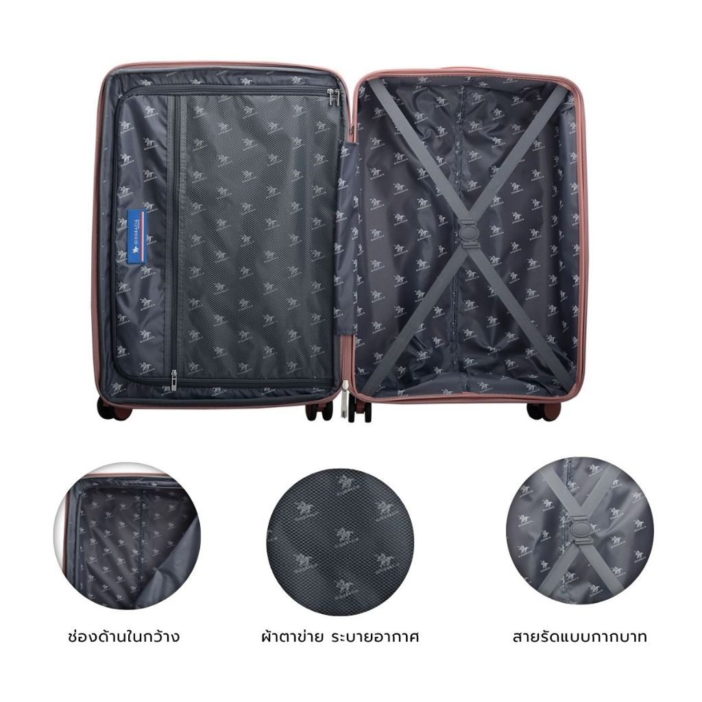 Giogracia Polo Club รุ่น Glam (GIO09) กระเป๋าเดินทางวัสดุรักษ์โลก Recycled PP เบาพิเศษ ขยายได้ 20% พร้อม TSA [สีฟ้า] - รูปที่ 7