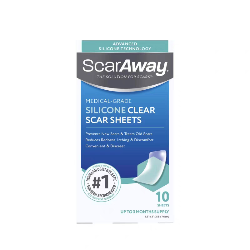 ScarAway Advanced Clear Silicone Scar Sheets, Grade Silicone Strips (1.5" x 3") Scar Treatment and P