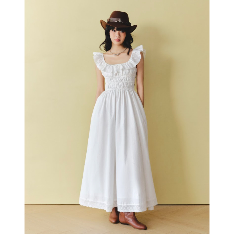 (พร้อมส่งในไทย) Flutter Mini Dress White - Dottie