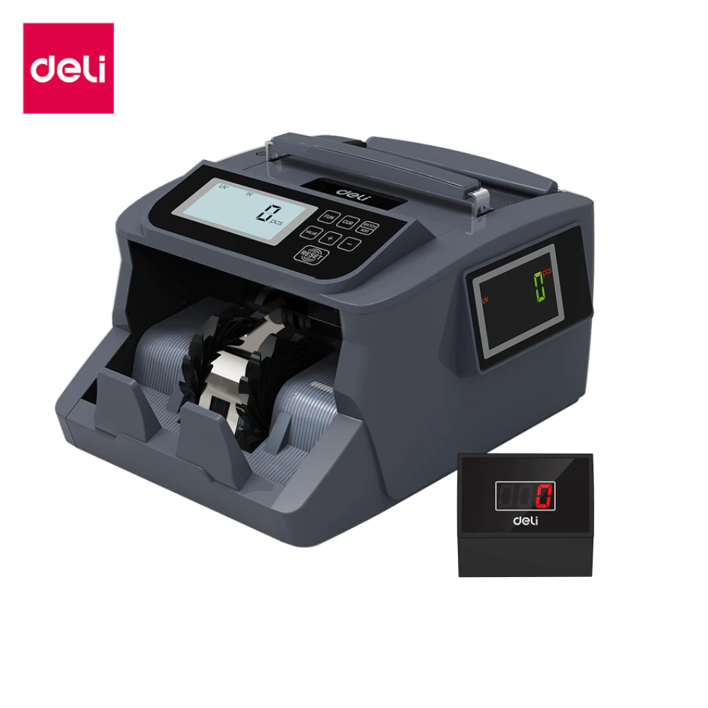 Deli เครื่องนับแบงค์ 2in1เครื่องตรวจธนบัตรปลอม นับเงิน รองรับหลายสกุลเงิน Bill Counter