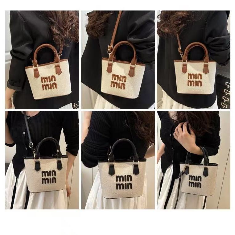 กระเป๋าสะพายข้างสำหรับผู้หญิง กระเป๋าถือทรงถังแบบลำลอง - รูปที่ 7