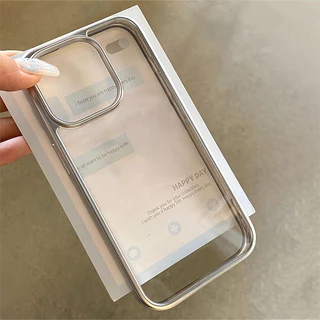 กรอบทองเงินชุบไฟฟ้าสินค้าพร้อมส่ง เหมาะเคส iPhone 16 Pro สไตล์เรียบสีเดี่ยว ขอบโปร่งอ่อน รองรับ iPhone 11,12,13,14,15pro