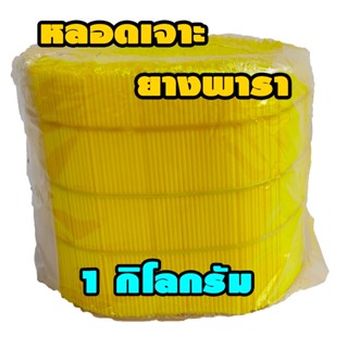 หลอดลำเลียงน้ำยาง เสียบเข้าในรูเปลือกยาง สำหรับวิธีเจาะยางพา…