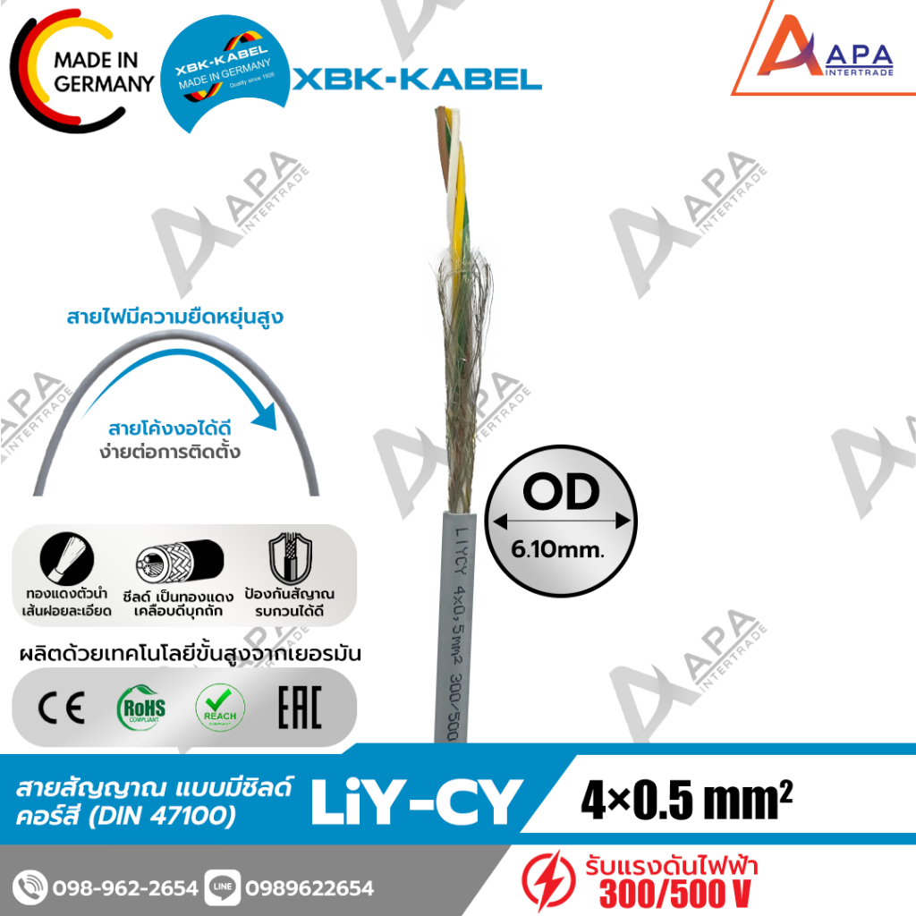 LiYCY 4x0.5sq.mm XBK Kabel สายสัญญาณ แบบมีชิลด์ ( 50 เมตร และ 100 เมตร)