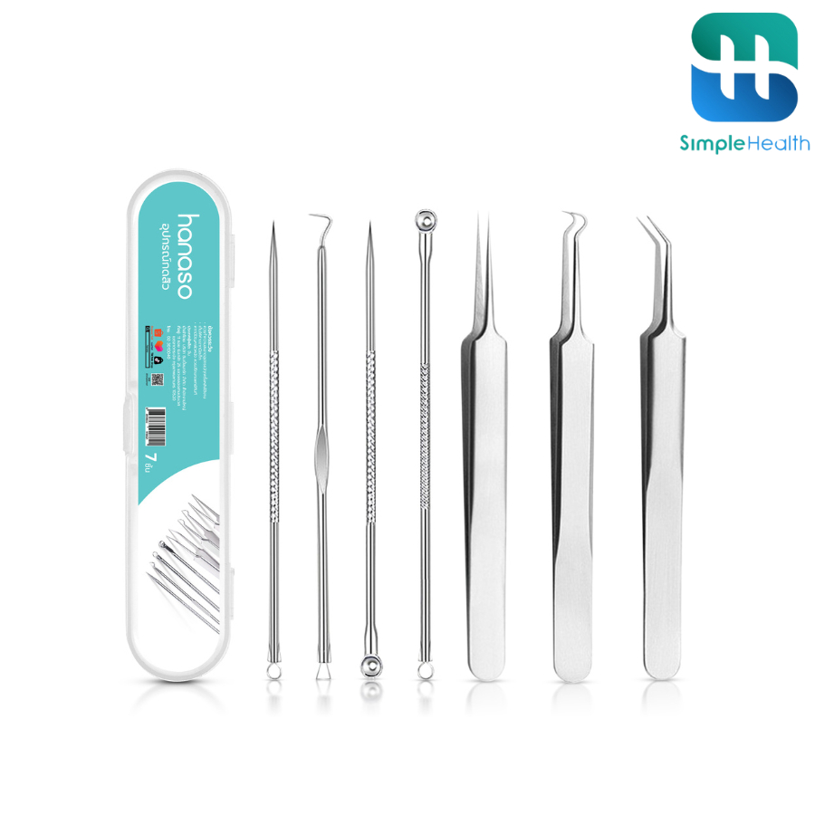 Simple Health ที่กดสิว 7ชิ้น ที่กดสิวสแตนเลส  Acne tool สแตนเลสอย่างดี ไม่ขึ้นสนิม พร้อมกล่อง