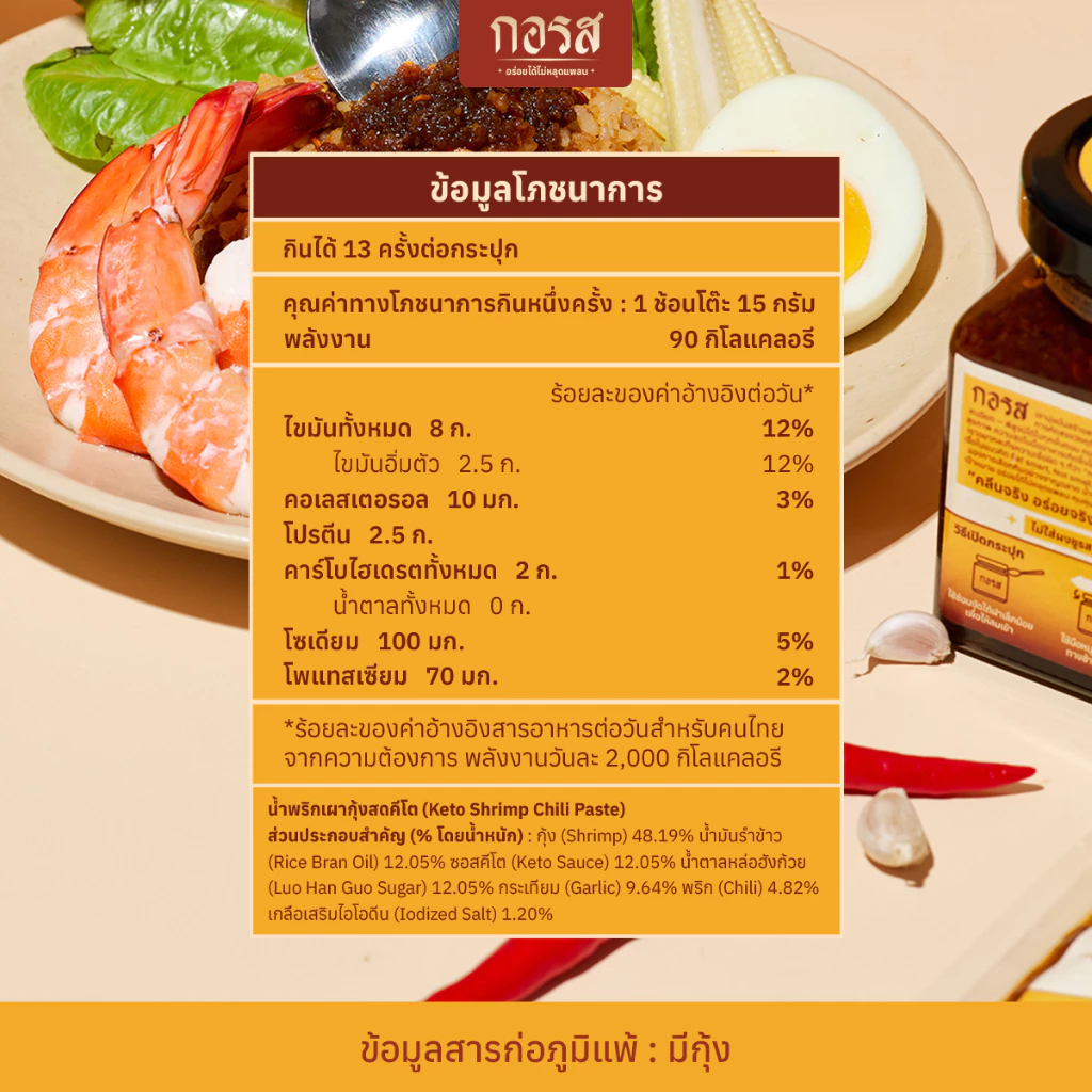 กอรส น้ำพริกเผากุ้งสดชาววัง สูตรคลีน-คีโต โปรตีนสูง thumbnail 8
