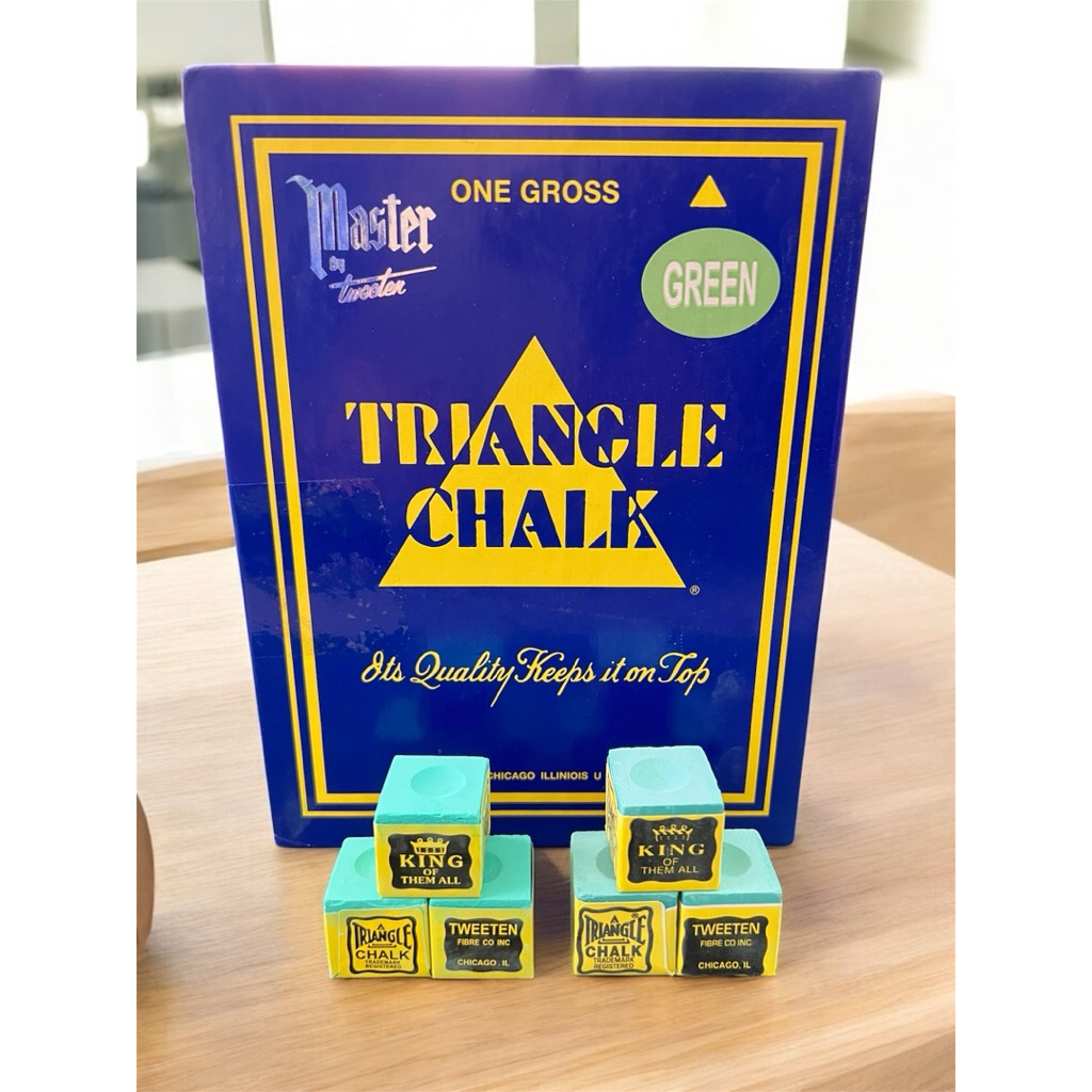 ชอล์กฝนหัวคิว ตราสามเหลี่ยม ยี่ห้อ  TRIANGLE  ของ USA สีเขียว (ราคา 1 ก้อน)สำหรับโต๊ะสนุ๊กเกอร์ โต๊ะพูล