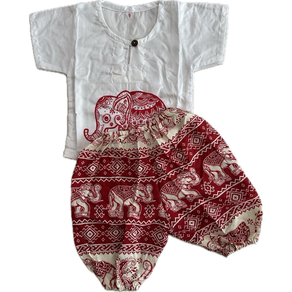 ชุดคู่ขายาวลายช้าง เนื้อผ้าสปันแมมเบิดใส่สบาย