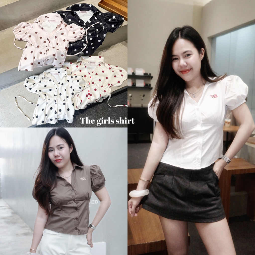 THE Girls Shirt เสื้อเชิ๊ตแขนตุ๊กตา🍒พร้อมส่ง