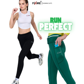 กางเกงวิ่งขายาว รุ่น Perfect มีกระเป๋ารอบเอว  เอวสูง กางเกงรัดกล้ามเนื้อ Fixmesport