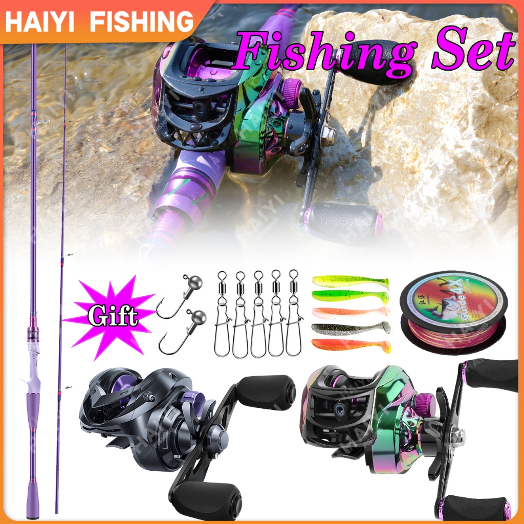 HAIYI FISHING baitcasting คันเบ็ดและรีลชุด 1.8 ม. 6 ฟุตคันเบ็ดตกปลาเบทคาสติ้งรอกตกปลา 18+1BB ลากสูงสุด 10 กก รอกเบทคาสติ