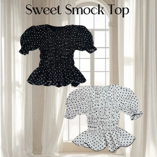 เสื้อสม็อคแขนตุ๊กตา แขนพองระบาย หวานละมุนมาก Sweet Smock Top