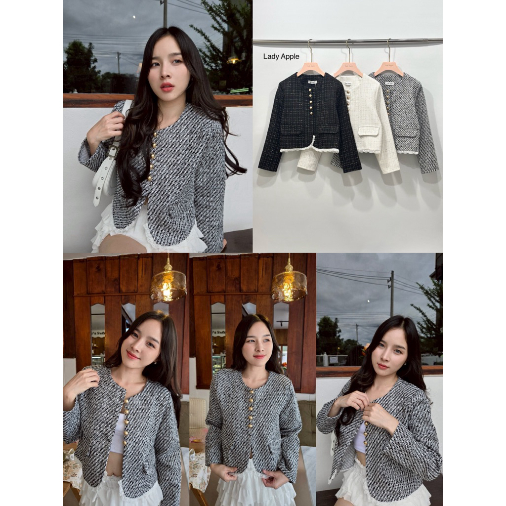 เสื้อคลุมแขนยาวทวิตงานป้ายLady apple61รุ่นแต่งระบายลูกไม้