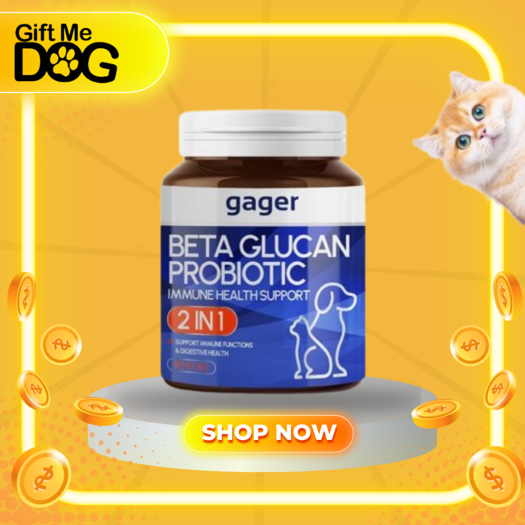 Gager กาเจอร์ วิตามินหมา วิตามินแมว 50กรัม ผงเบต้ากลูแคน+โปรไบโอติค2in1 เสริมสร้างภูมิคุ้มกัน กลิ่นไ