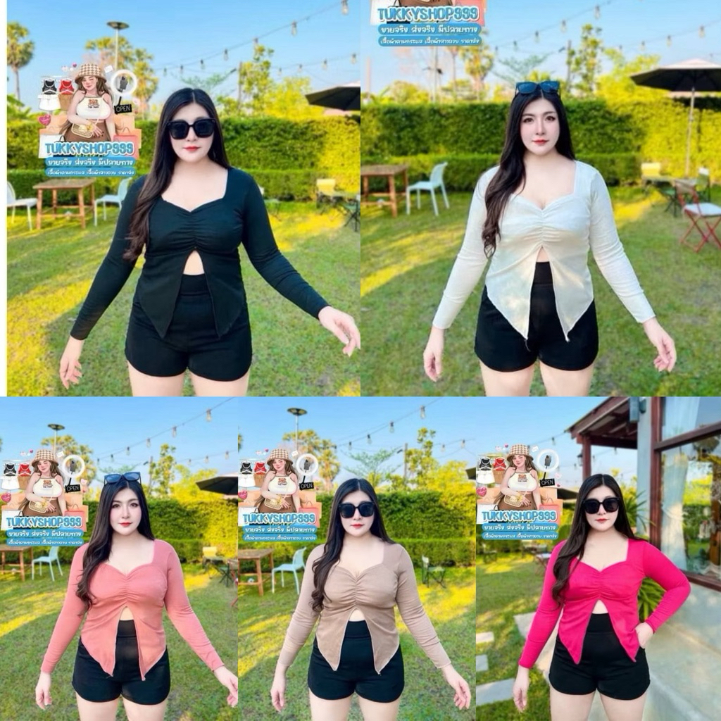ถูกที่สุด อก34-46 แฟชั่นสาวอวบราคาถูก ผ้าร่องไหมพรม (A19)