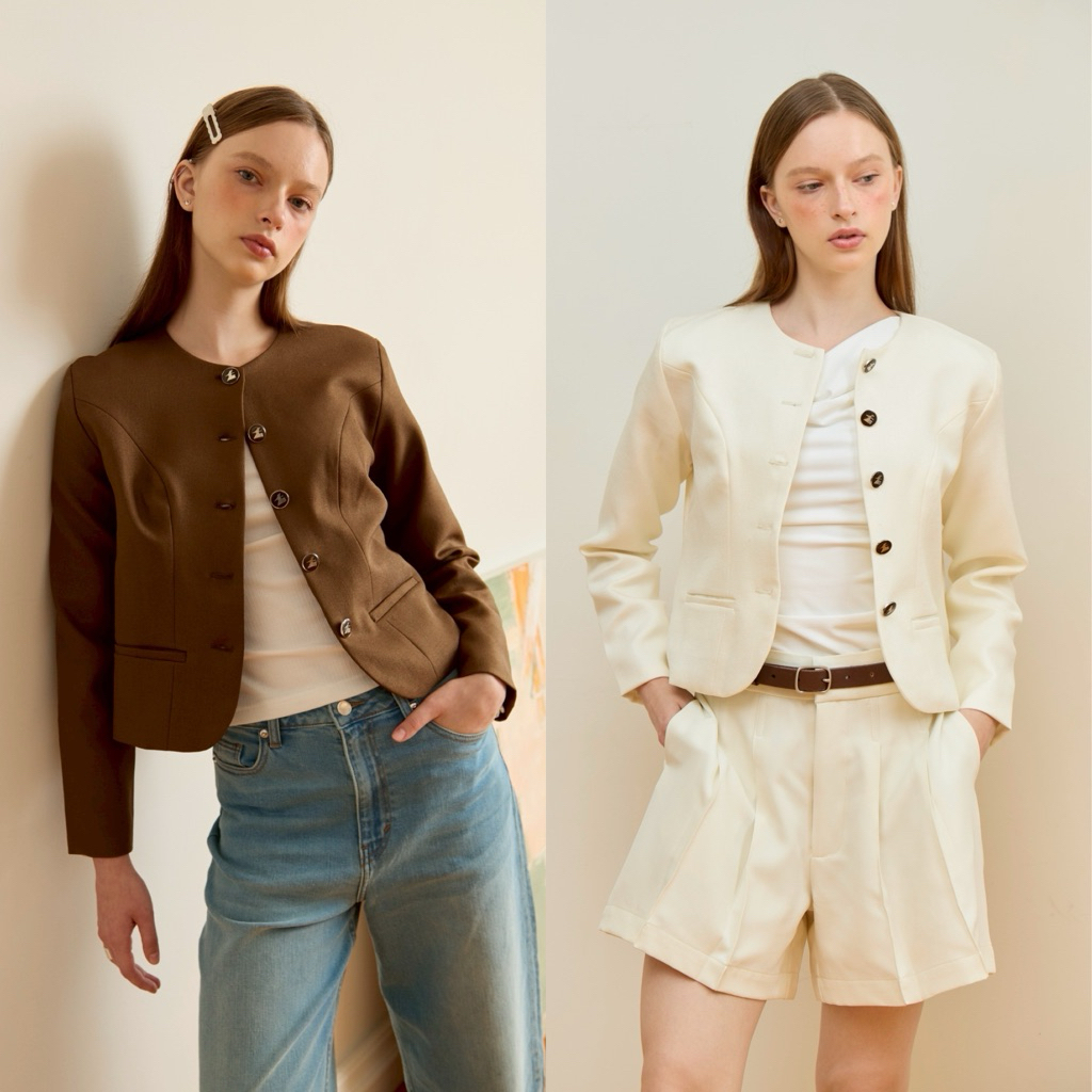 tresmade ครอปแจ็คเก็ต Cropped Jacket