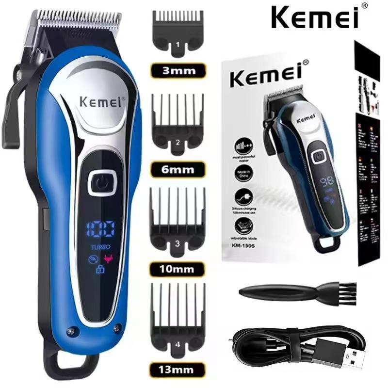 Kemei ปัตตาเลื่่ยนไร้สาย/จับถนัดมือ/ฟันคม/หวีรอง4เบอร์/พร้อมใช้งาน รุ่นKM1995