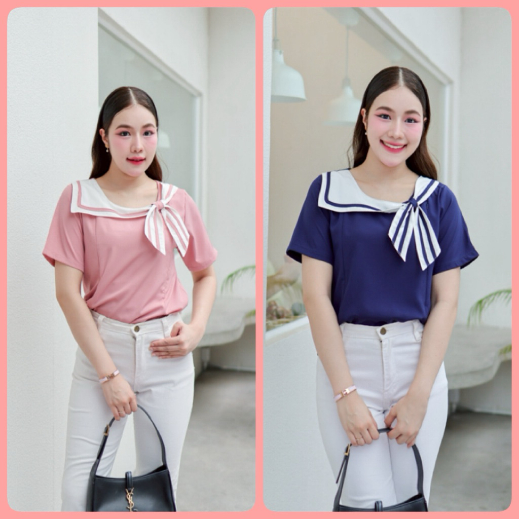 เสื้อให้นมคอปกโบว์ #เสื้อให้นม