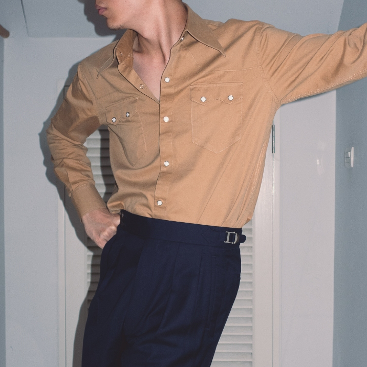 S4W-CAMEL เสื้อเชิ้ต western style moon snap buttons "Camel"