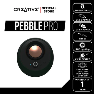 CREATIVE SPEAKER PEBBLE PRO ลำโพง 2.0 บูลทูธ 5.3 สีดำ เชื่อมต่อผ่าน USB-C พร้อมไฟ RGB