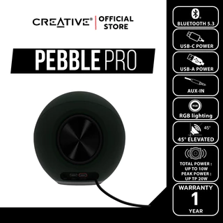 CREATIVE SPEAKER PEBBLE PRO ลำโพง 2.0 บูลทูธ 5.3 สีดำ เชื่อมต่อผ่าน USB-C พร้อมไฟ RGB