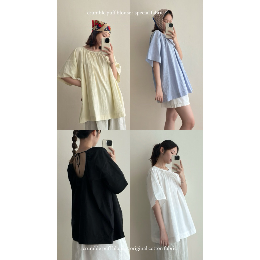 FADTHINGS : crumble puff sleeve blouse 🧇🫘 3 colors