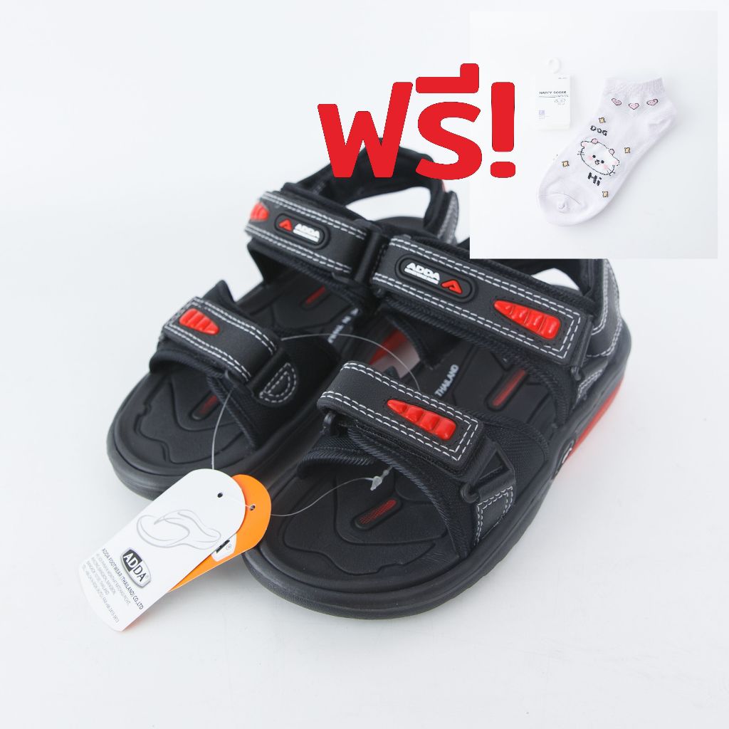 รองเท้าแตะรัดส้น Adda (2N36)  [ฟรีถุงเท้าใส่เล่น]  เบา ทนทาน ปรับกระชับได้ 3 จุด แถม 1 สุ่มถุงเท้า