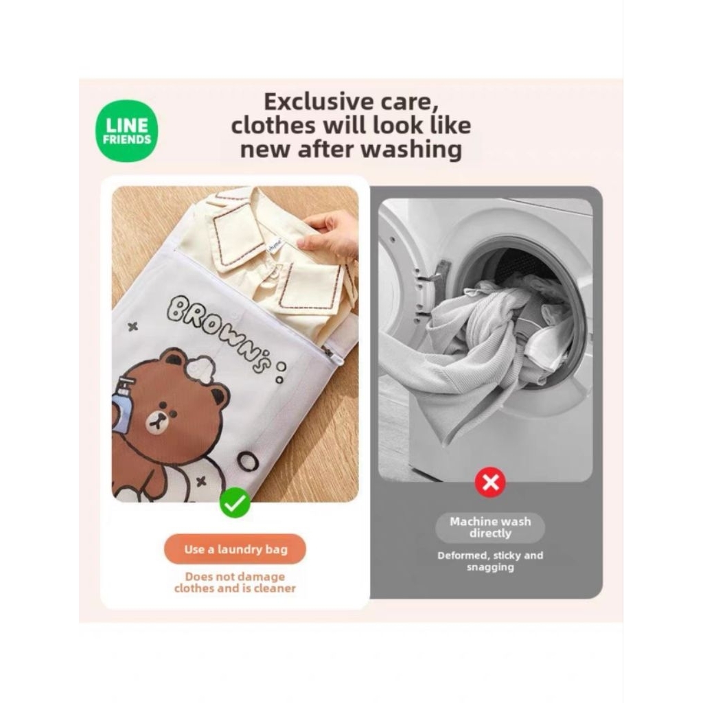 Line​ Friends​ ถุง​ซักผ้า​ตาข่าย​ ถุง​ซักชุดชั้นใน​ ถุง​ซักถนอม​เสื้อ​ผ้า​ ราคา ถูกที่สุด ดีลบีเคเค แกลเลอรีภาพที่ 3