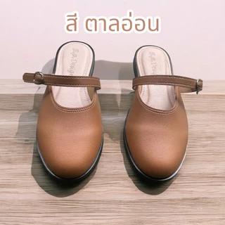 รุ่นเมรี่เจน เปิดส้น สูง1 นิ้ว 34-43handmade spdesign เครื่องหนังบ้านสายพิน saipin leather