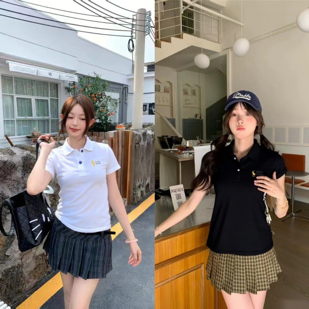 เสื้อคอปก**ผู้หญิง** แขนสั้น ปัก เสื้อโปโล M -3XL เนื้อผ้าอย่างดี ใส่สบาย
