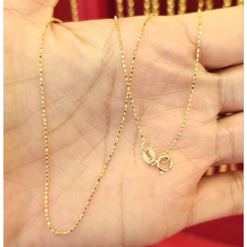 สร้อยคอทอง 18K ลายเม็ดกลมเงา น้ำหนัก 1.96 กรัม ยาว 48 ซม./19นิ้ว