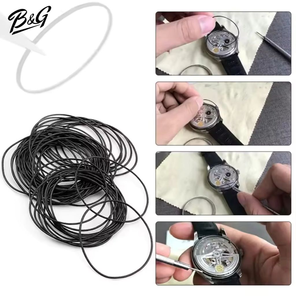 พร้อมส่ง (1เส้น) ยางกันน้ำนาฬิกา 0.8 mm ยางฝาหลัง O-ring วงกลม สีดำ มีหลายขนาดเส้นผ่านศูนย์กลาง