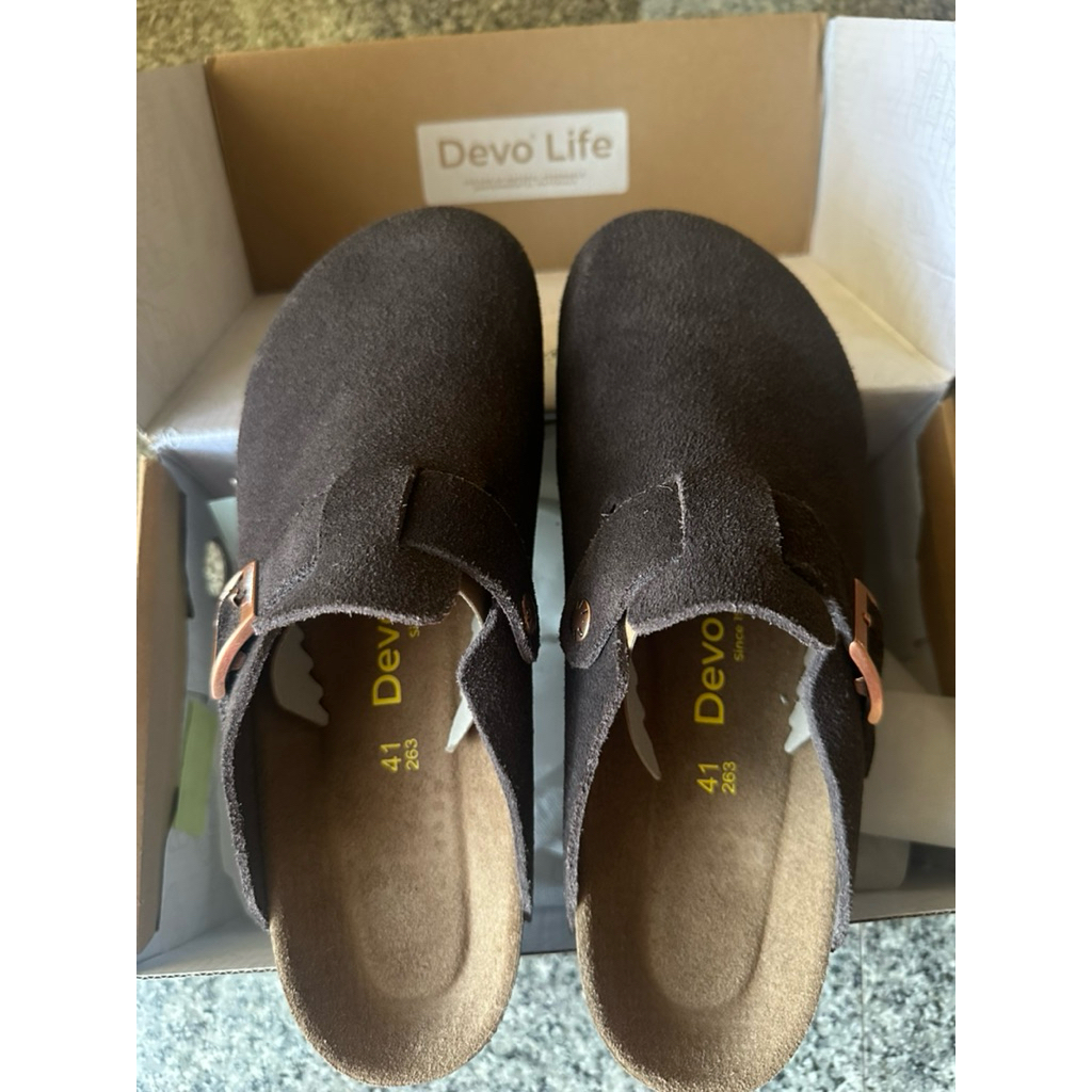 รองเท้า Devo life เบอร์41 สีน้ำตาลเข้ม (ทรง BIRKENSTOCK Boston)