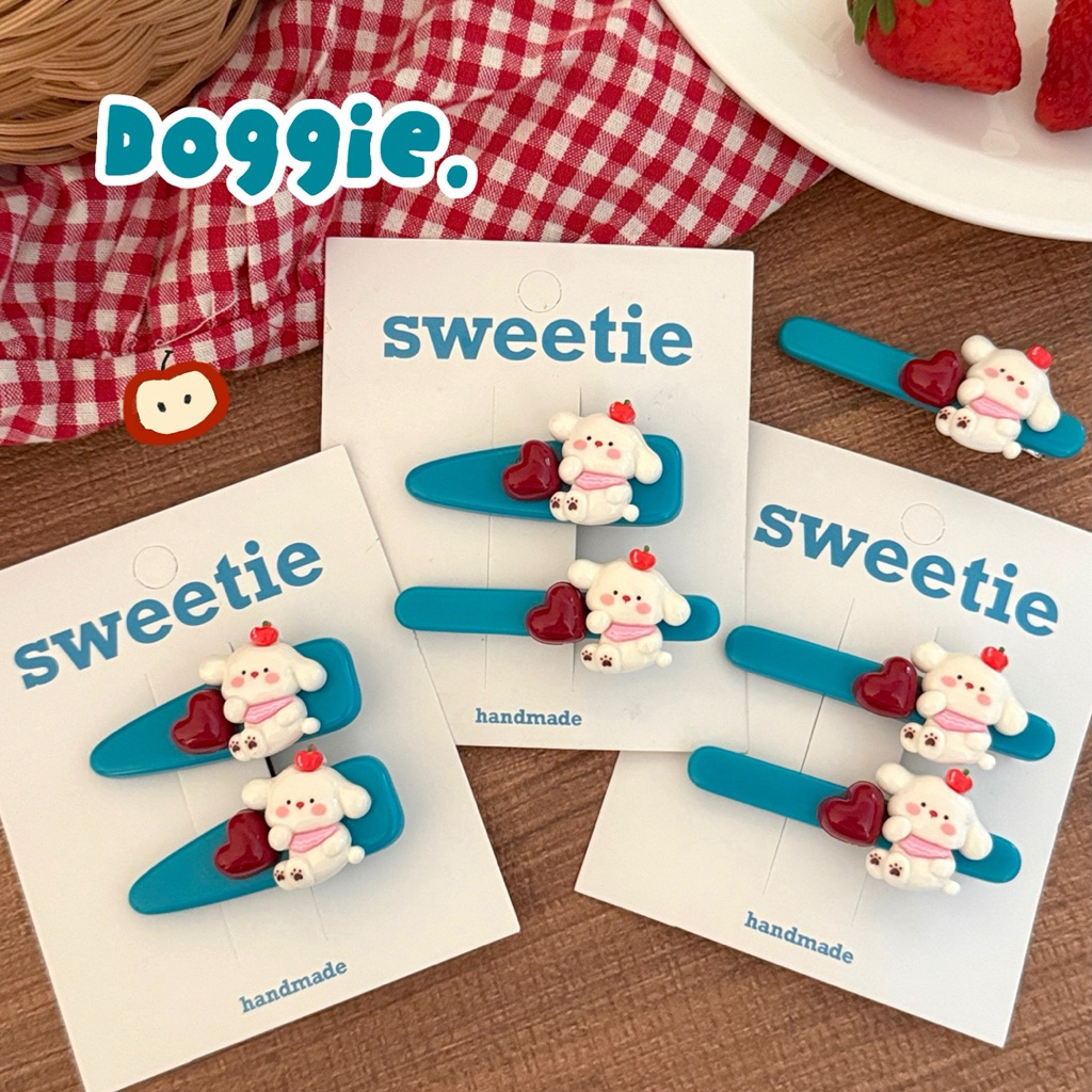 Cute 365 กิ๊บติดผม กิ๊บหนีบผมหมาน้อยหัวใจแดง 2 ชิ้น/แพ็ค