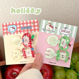 Cute 366 กิ๊บติดผม กิ๊บหนีบผมช้อนส้อมแอปเปิ้ล 2 ชิ้น/แพ็ค