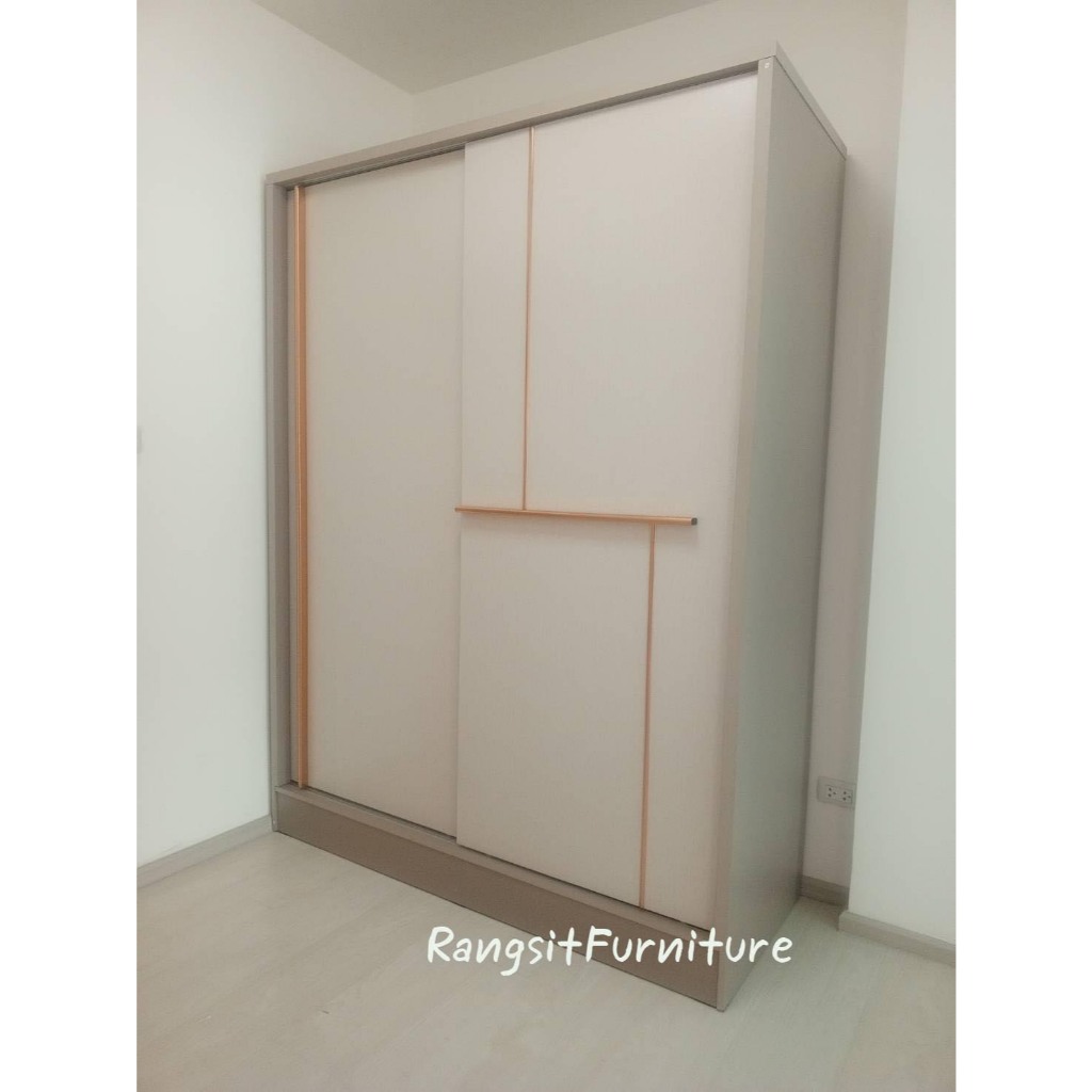 ตู้เสื้อผ้าบานเลื่อน150cm สูง 200 cm ตู้เสื้อผ้าสีครีม ส่งฟรีในเขตที่กำหนด ราคา ถูกที่สุด ดีลบีเคเค แกลเลอรีภาพที่ 7