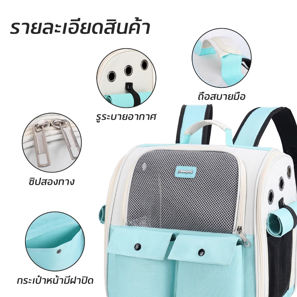 【CAT&DOG】กระเป๋าเป้ใส่สัตว์เลี้ยง พับเก็บได้ ระบายอากาศได้ หน้าต่างกันสาดสองด้าน กระเป๋าสะพายแมว - รูปที่ 4