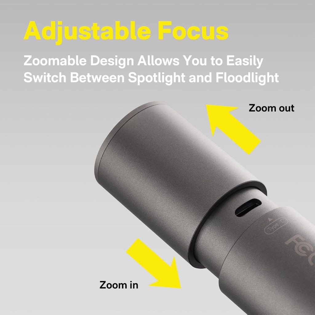 HOTO Flashlight Lite ไฟฉายแบบซูมได้ ใช้หลอด LED ชาร์จไฟผ่าน USB-C ความสว่าง 1000 ลูเมน ราคา ถูกที่สุด ดีลบีเคเค แกลเลอรีภาพที่ 7