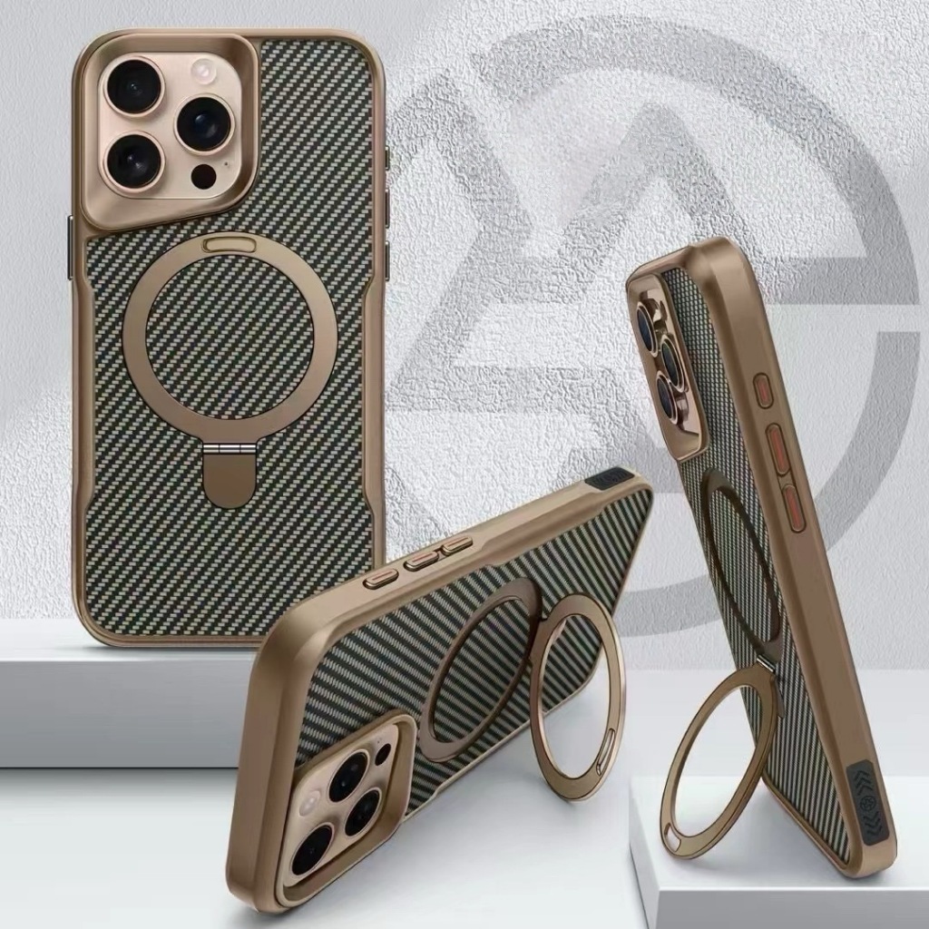 KS Carbon Slim ตั้งได้ Magnetic Case For iPhone 17 ProMax 16 Pro 15 Plus 14 13 12  เคสไอโฟนกันกระแทก