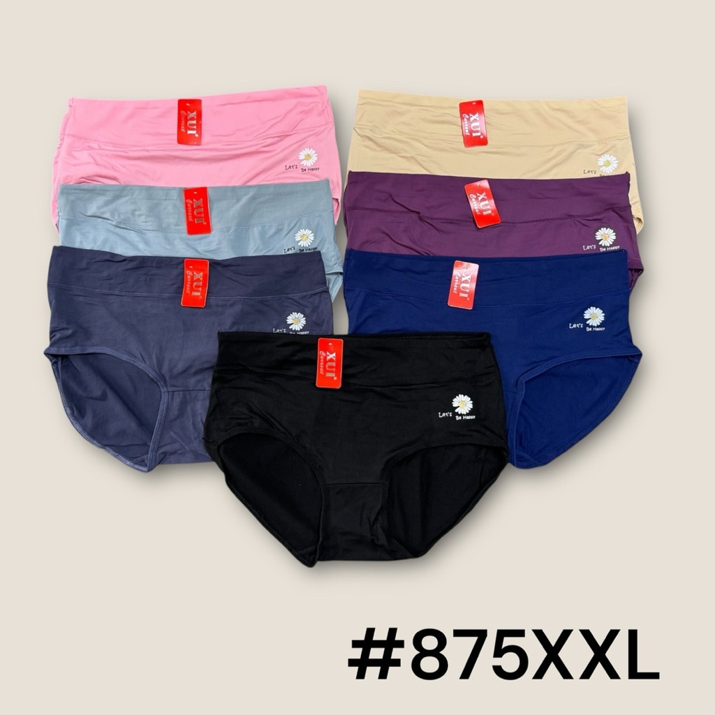 #875XXL# กางเกงในผู้หญิงไซค์ใหญ่ รุ่นขอบพับ ปุ้มลายดอกไม้ เนื้อผ้านิ่ม เอว 26-36 นิ้ว