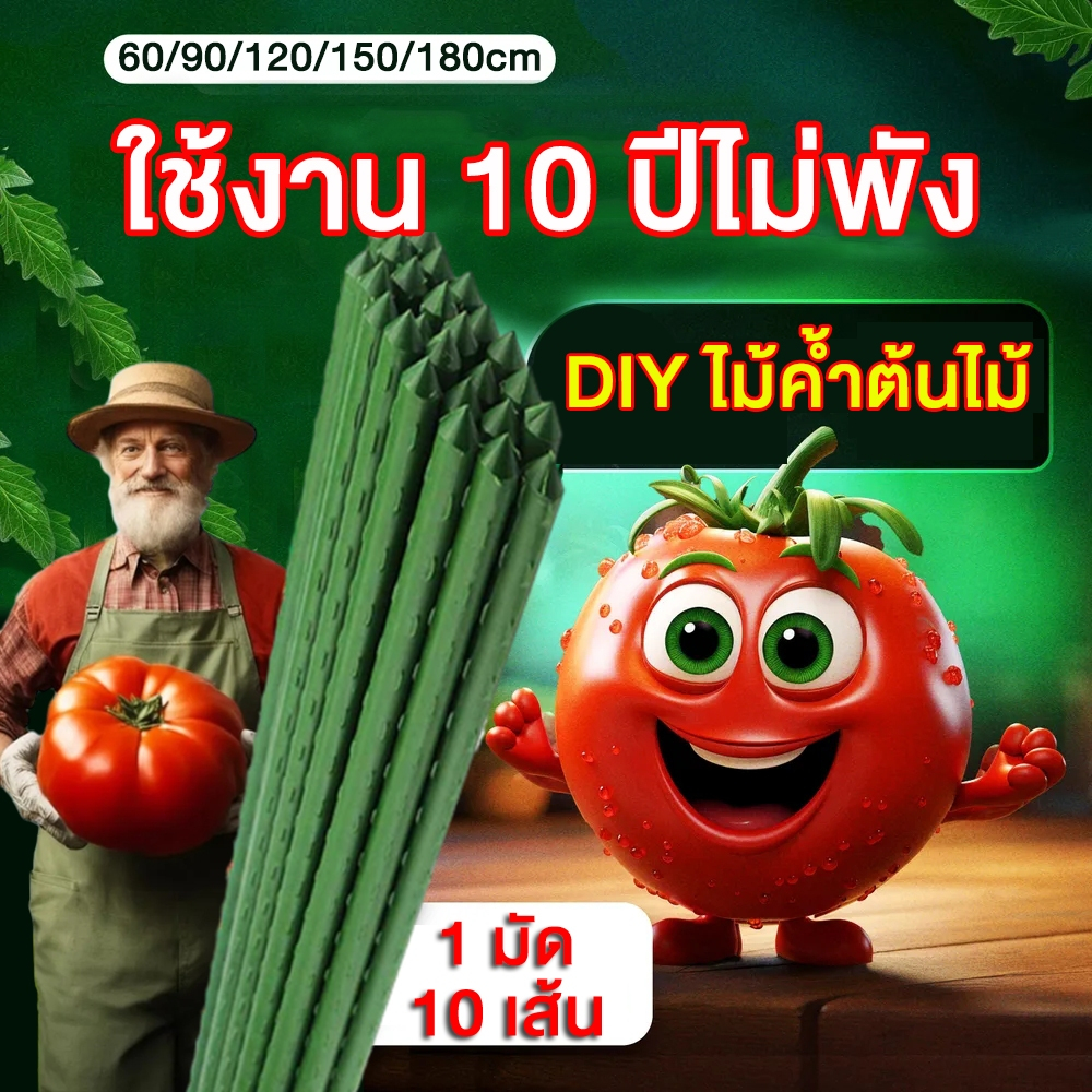 【ส่งของจากกรุงเทพ】 5/10แท่ง ไม้ค้ำต้นไม้ เสาค้ำต้นไม้ หลักไม้เลื้อยยาว60/90/120/150/180ซม. หนา8.11.16มม ท่อเหล็กPE