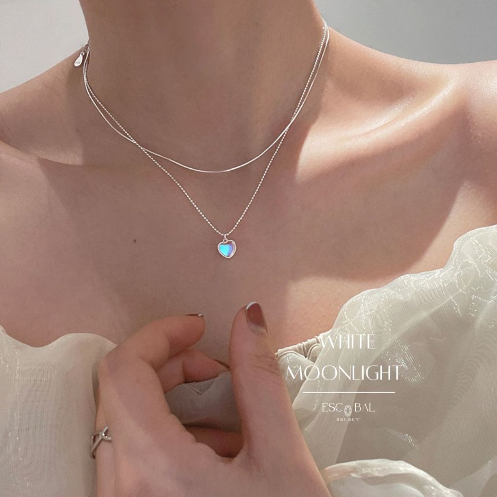 ESCOBAL สร้อยคอเงินแท้ White Moonlight สร้อยพลอย สร้อยเงินแท้ สร้อยแฟชั่น สร้อยพลอย วาเลนไทน์