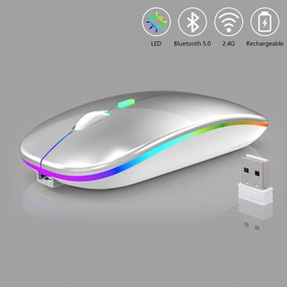 GOOJODOQ เมาส์ไร้สาย เมาส์บลูทูธ ไฟได้ เมาส์เล่นเกมแบบ Mouse ปิดเสียง ไฟ Led