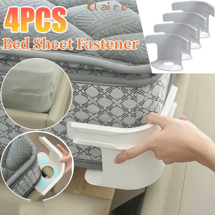 COD ที่ยึดผ้าปู ยึดผ้าปู 4PCS ที่ดึงผ้าปู ล็อคผ้าปู สายรัดเตียง ที่รัดมุมที่นอน ที่รัดเตียง กันลื่น ยึดผ้านวมให้แน่น