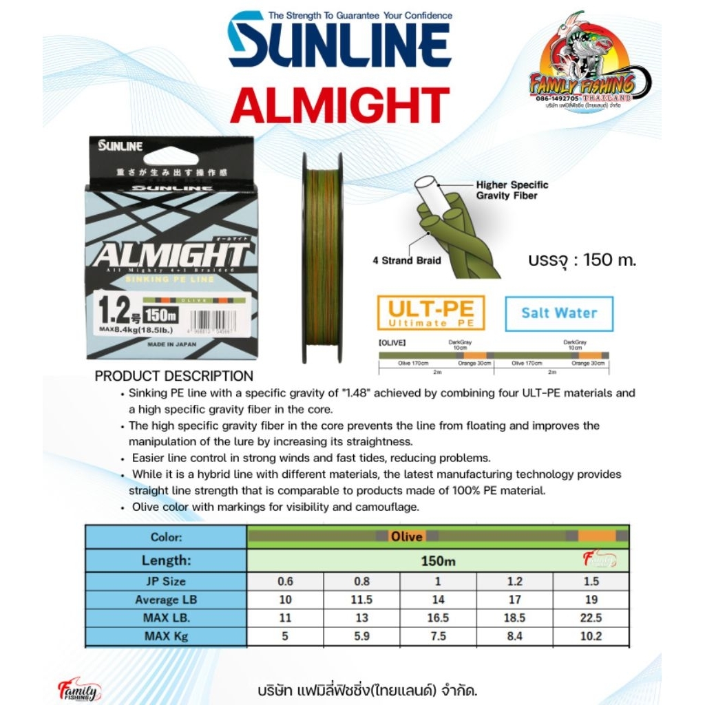 สายตกปลา PE SUNLINE ALMIGHTY SINKING PE LINE
