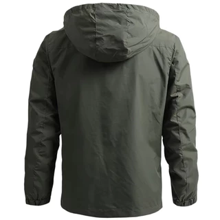ผู้ชายเสื้อแจ็คเก็ตยุทธวิธีกันน้ํากลางแจ้ง Hooded Coat เสื้อแจ็คเก็ตผ้าร่ม Field ปีนเขาบาง