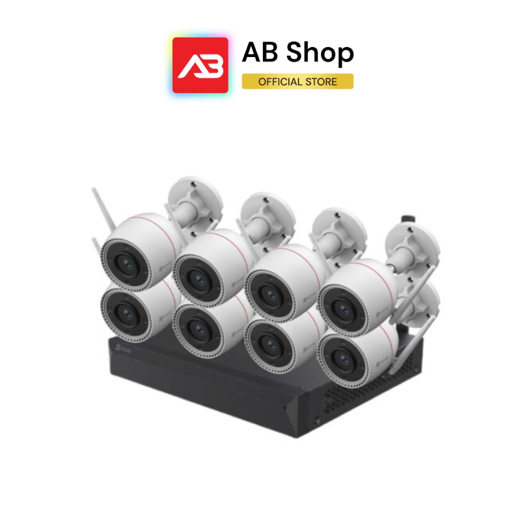 EZVIZ ชุดกล้องวงจรปิด WIFI 8 ตัว 3 ล้านพิกเซล รุ่น C3TN (3MP)(OutPro) + CS-X5S-R100-8W (Dual Light พ